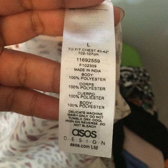 Asos Design Shirt Womens Sz L Beige Leopard Print Chiffon Sheer Tunic Top - Picture 7 of 9